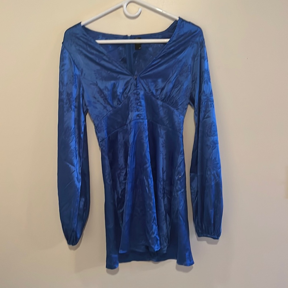 Royal blue beautiful faux satin homecoming dress